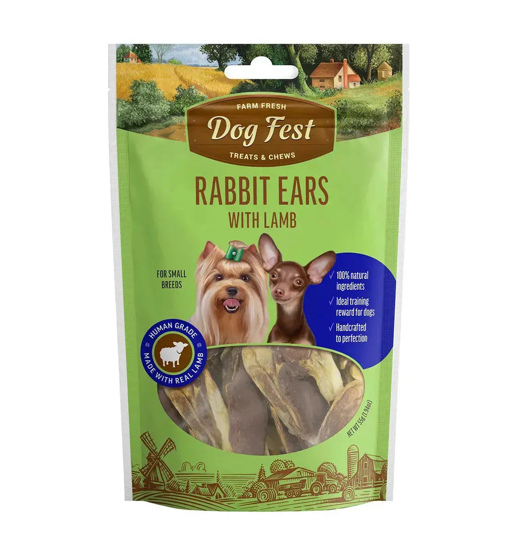 Dog Fest Rabbit Ears With Lamb For Mini Dogs 55g DOG FEST