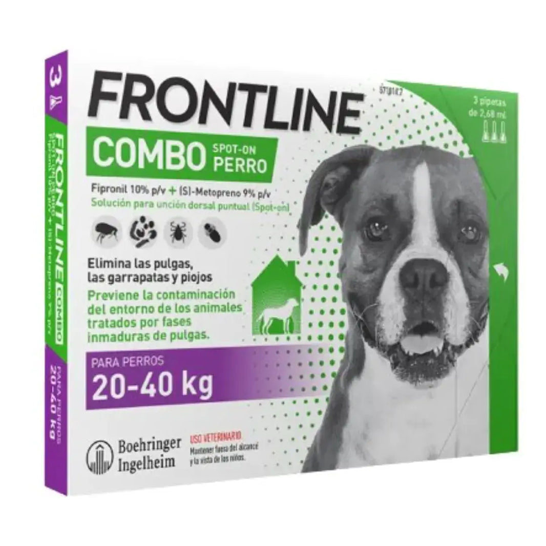 FRONTLINE FLEA & TICK SPOT ON COMBO FOR DOGS & HOME PROTECTION, 20 - 40 KG | 3 Doses Boehringer Ingelheim