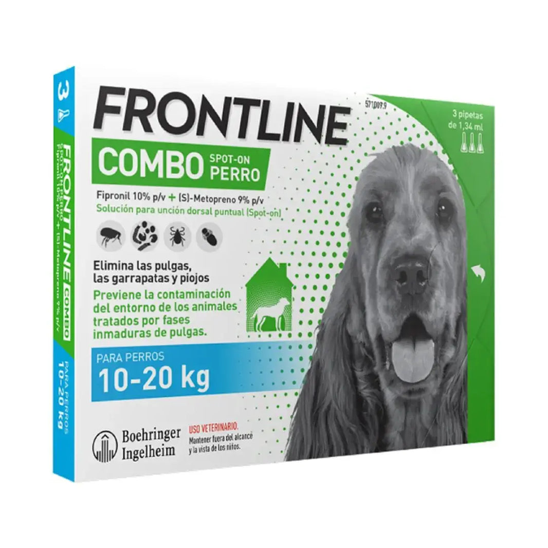 FRONTLINE FLEA & TICK SPOT ON COMBO FOR DOGS & HOME PROTECTION, 10 - 20 KG | 3 Doses Boehringer Ingelheim
