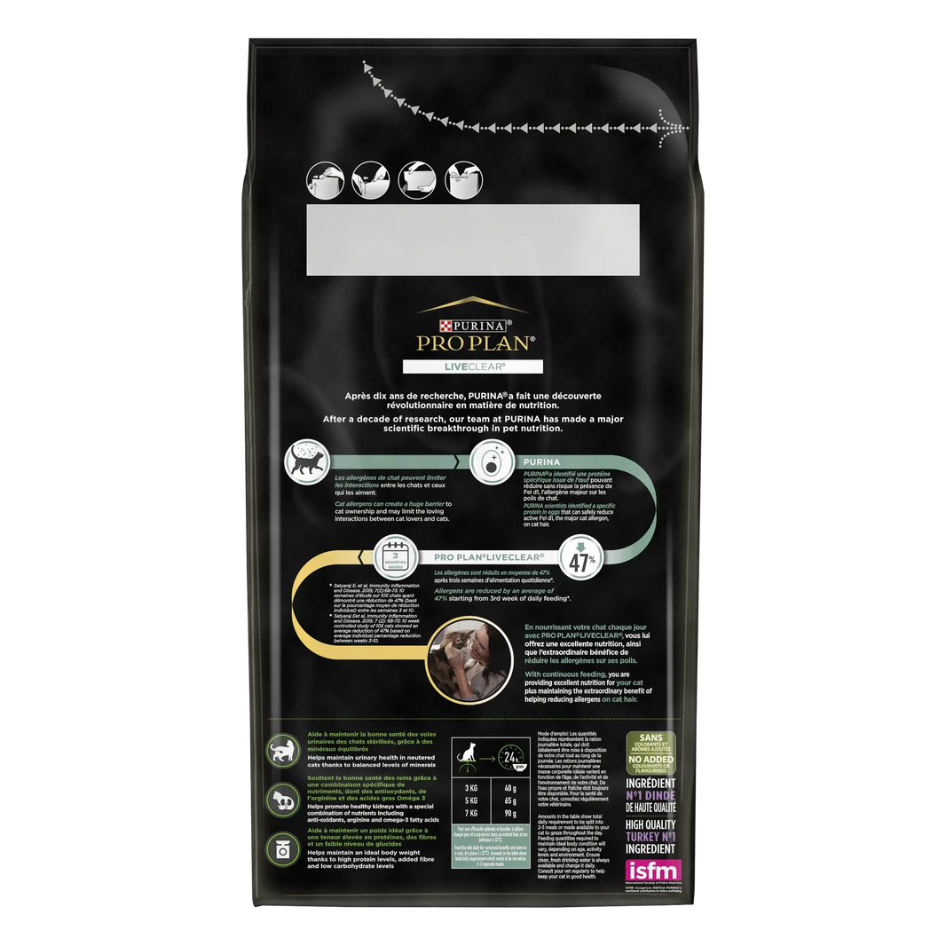 Purina Pro Plan Liveclear Sterilied Adult Rich in Turkey Dry Cat Food 1.4kg Purina Pro Plan