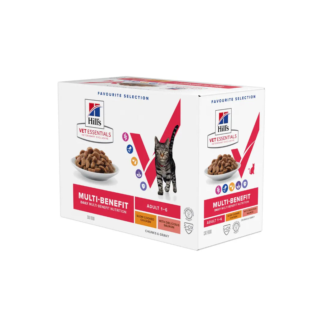 Hill’s Vet Essentials Multi-Benefit Adult Cat Chicken Salmon Stew Multipack 85g Hills