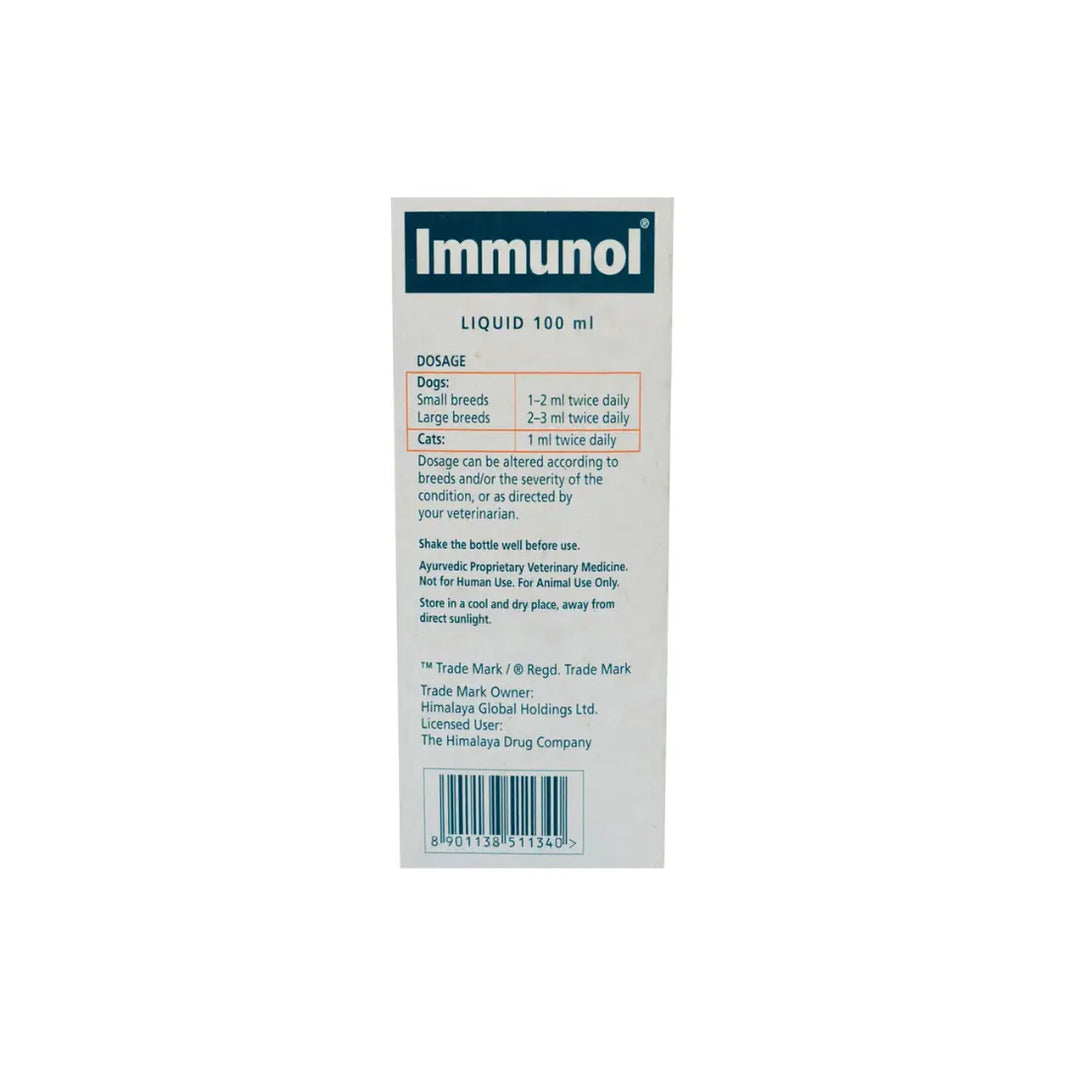 Himalaya Herbals Immunol Liquid Health Supplement for Dogs & Cats 100ML Himalaya
