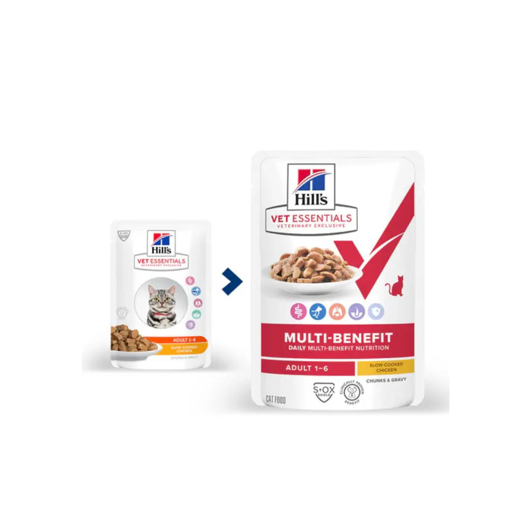 Hill’s Vet Essentials Multi-Benefit Adult Cat Chicken Salmon Stew Multipack 85g Hills