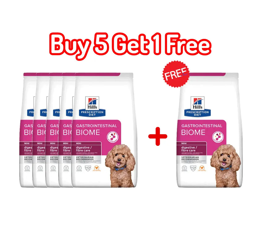 Hill’s Prescription Diet Gastrointestinal Biome Dog Mini Food with Chicken 1kg (Buy 5 Get 1 Free) Hills