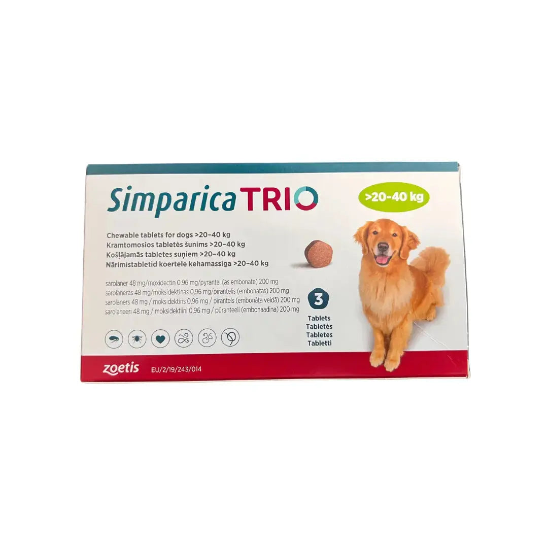 SIMPARICA TRIO® CHEWABLE TABLETS FOR DOGS 48MG (20KG-40KG) Zoetis