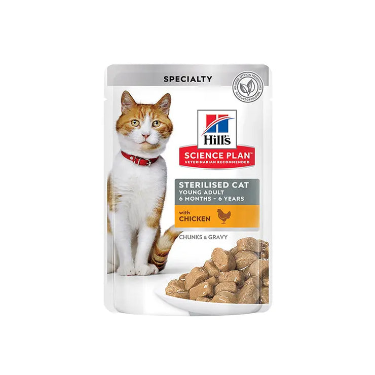 Hill's Science Plan Sterilised Cat Young Adult Cat Food with Chicken Pouch 85g Hills