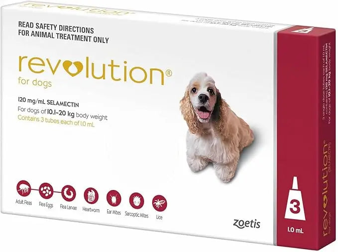 REVOLUTION THE COMPLETE FLEA, TICK, AND HEARTWORM PREVENTION FOR DOGS 20.1-40 LBS (10.1-20 KG) - 3 DOSES Zoetis