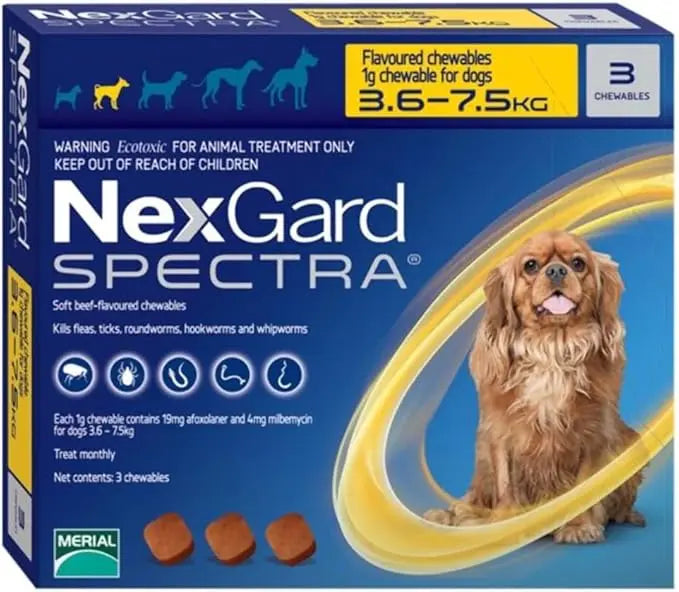 NEXGARD SPECTRA 3 CHEW TABLETS FOR DOGS 3.6 - 7.5KG Boehringer Ingelheim