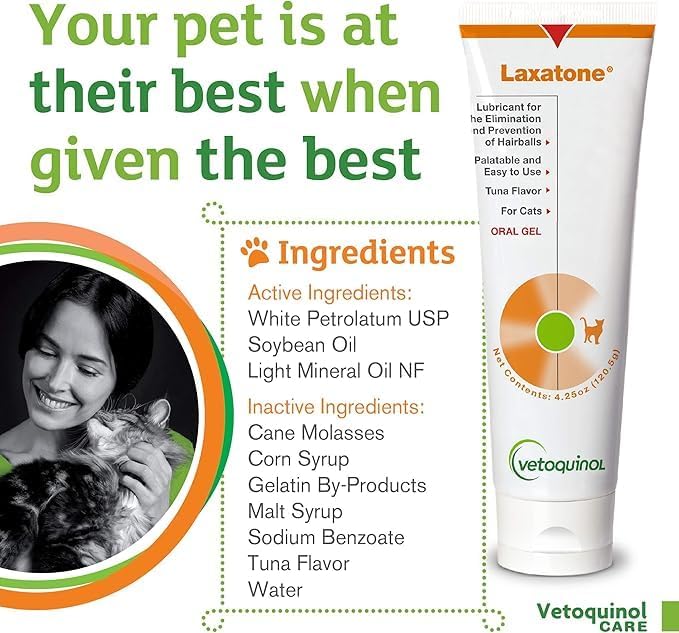 Vetoquinol Laxatone Maple Oral Hairball Gel for Cats 120g