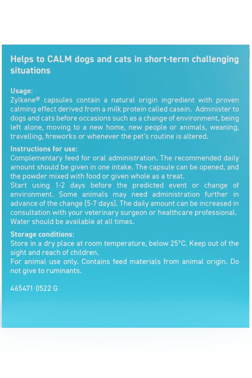 Vetoquinol Zylkene Supplement for Cats and Dogs 75mg