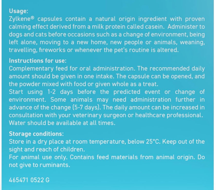Vetoquinol Zylkene Supplement for Cats and Dogs 75mg