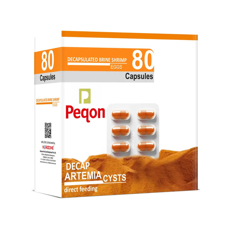 Horizone Peqon Decap Artemia Cyst Ready-to-Feed Decapsulated Brine Shrimp Eggs 80 Capsules Horizone