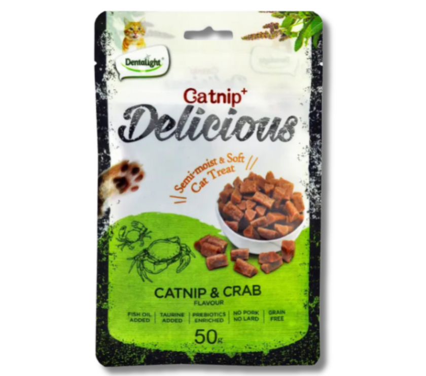 Dentalight Catnip+ Semi Moist & Soft Cat Treat 50g