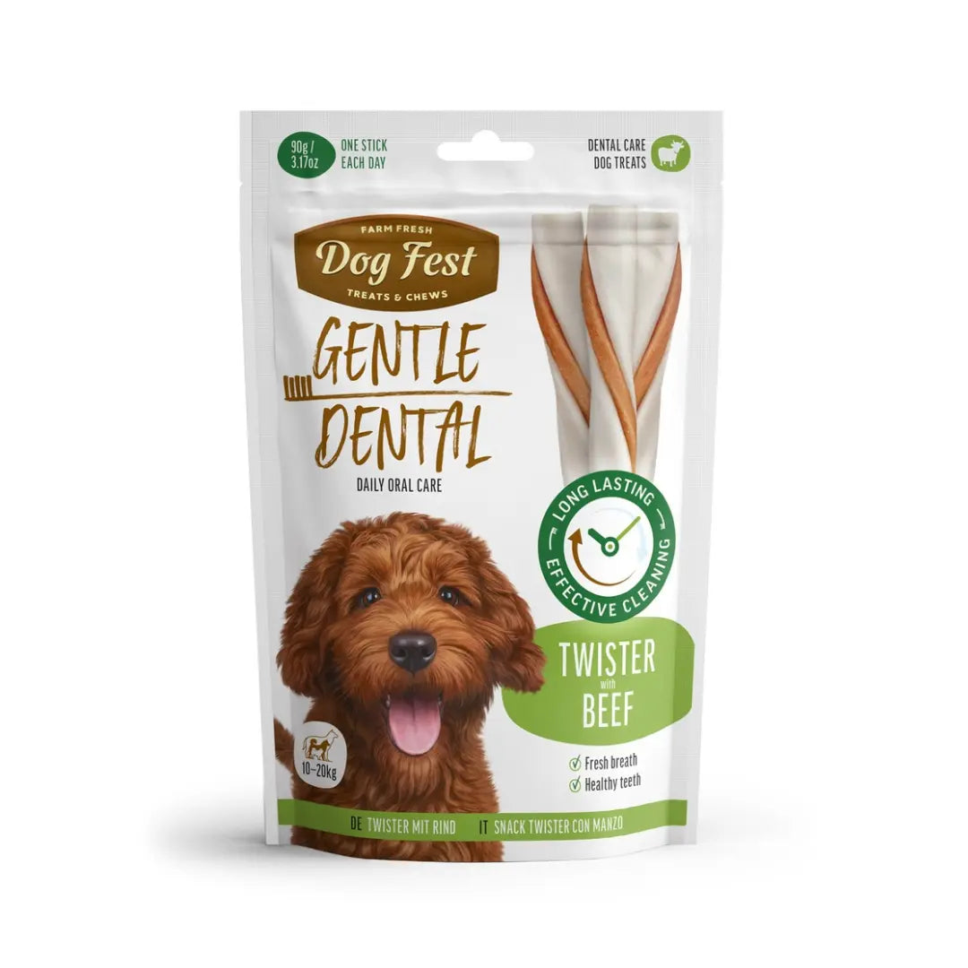 Dog Fest Dental Treats For Adult Dogs (10-20 kg) Twister with Beef 90g Dog Fest