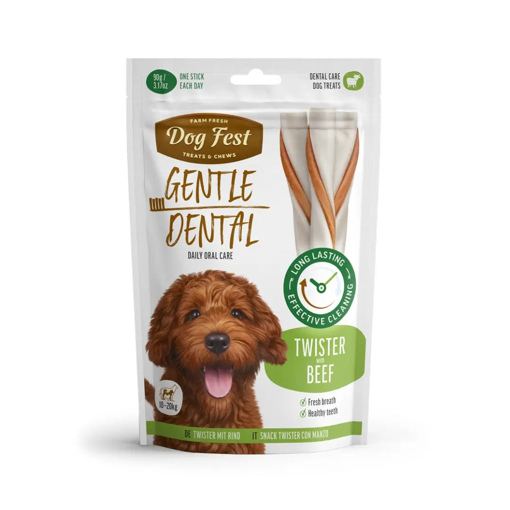 Dog Fest Dental Treats For Adult Dogs (10-20 kg) Twister with Beef 90g Dog Fest