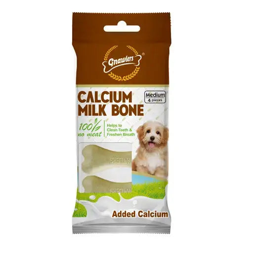 Gnawlers Calcium Milk Bone 3" Medium Snack For Dogs GNAWLERS