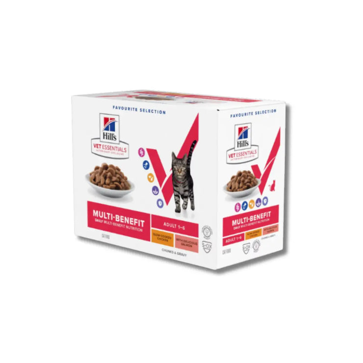 Hill’s Vet Essentials Multi-Benefit Adult Cat Chicken Salmon Stew Multipack (12x85g) Hills