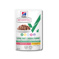 Hill's Vet Essentials Multi- Benefit+ Weight Low fat +High Fibre Wet Cat Food with Slow-cooked Chicken 12x85g