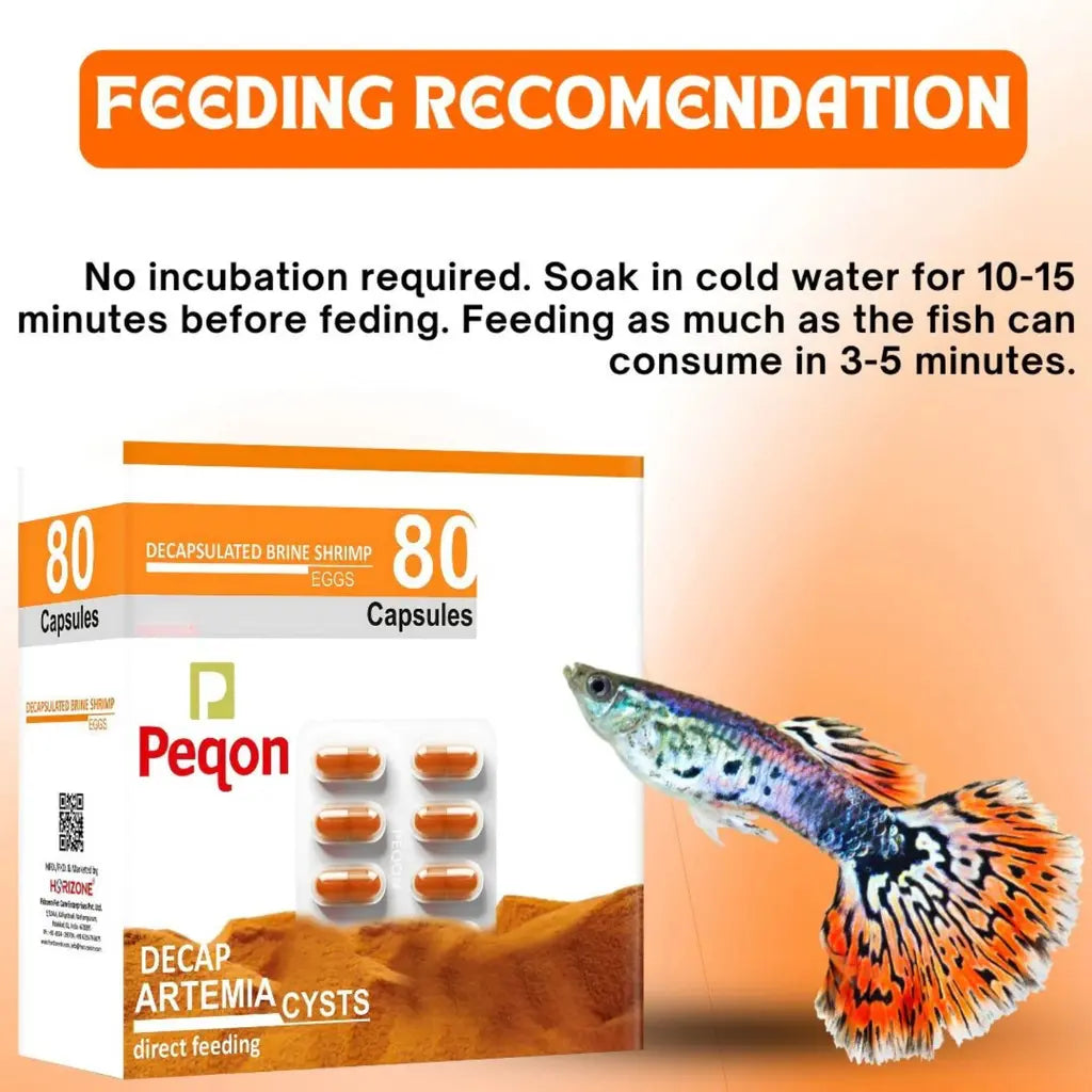 Horizone Peqon Decap Artemia Cyst Ready-to-Feed Decapsulated Brine Shrimp Eggs 80 Capsules Horizone
