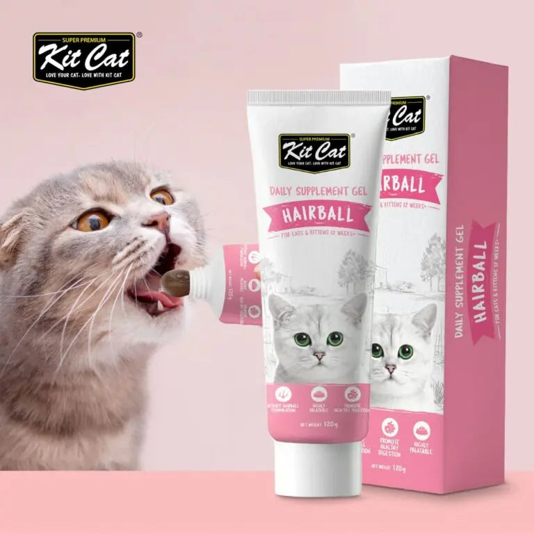 Kit Cat Daily Nutritional Supplement Gel For Cats & Kittens Hairball 120g Kit Cat