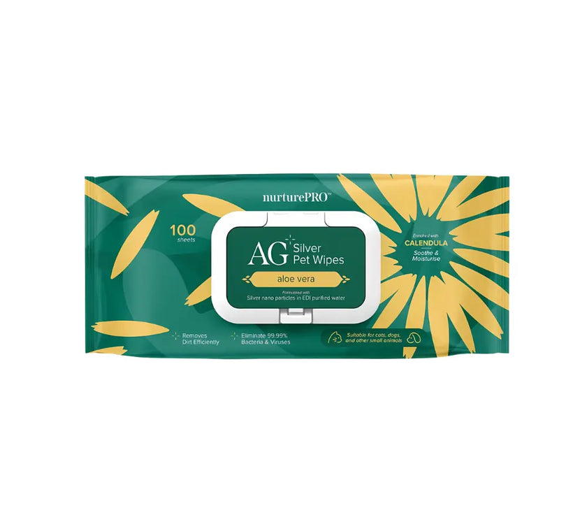 NurturePro AG+ Silver Pet Wet Wipes 100 Sheets