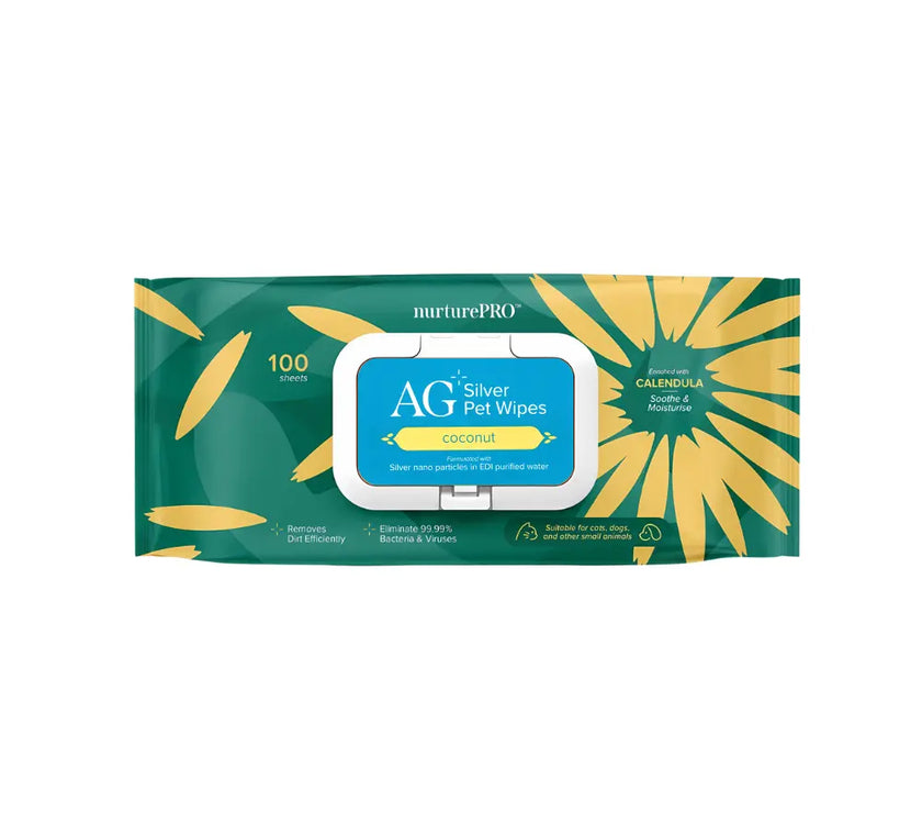 NurturePro AG+ Silver Pet Wet Wipes 100 Sheets