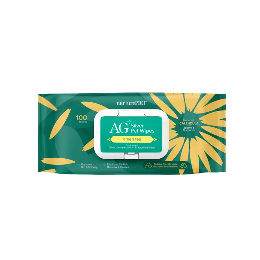 NurturePro AG+ Silver Pet Wet Wipes 100 Sheets