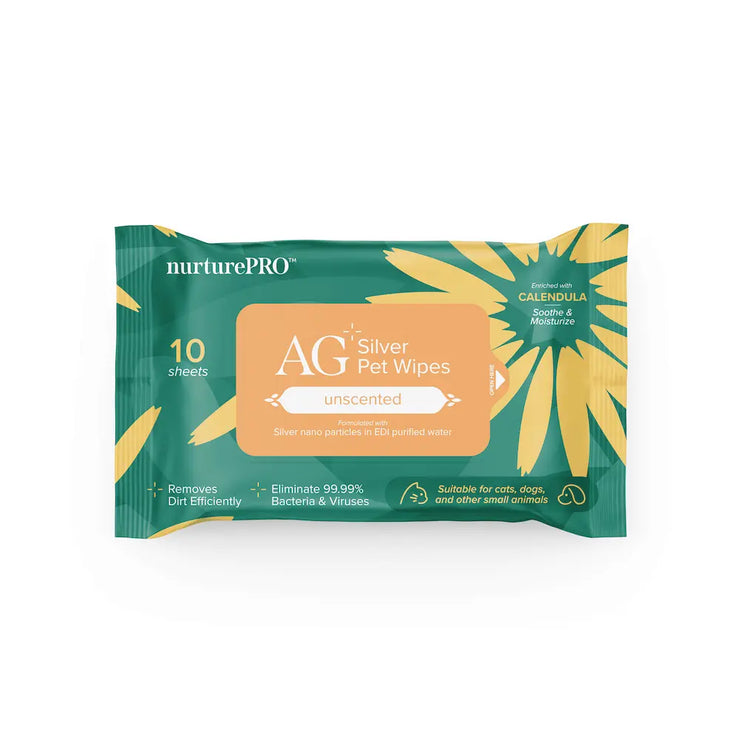 NurturePro AG+ Silver Pet Wet Wipes 10 Sheets