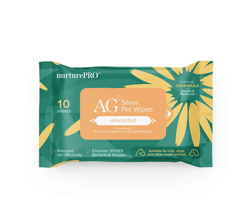 NurturePro AG+ Silver Pet Wet Wipes 10 Sheets