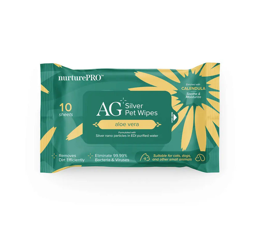 NurturePro AG+ Silver Pet Wet Wipes 10 Sheets