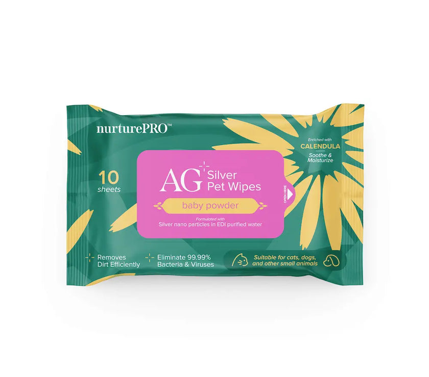 NurturePro AG+ Silver Pet Wet Wipes 10 Sheets