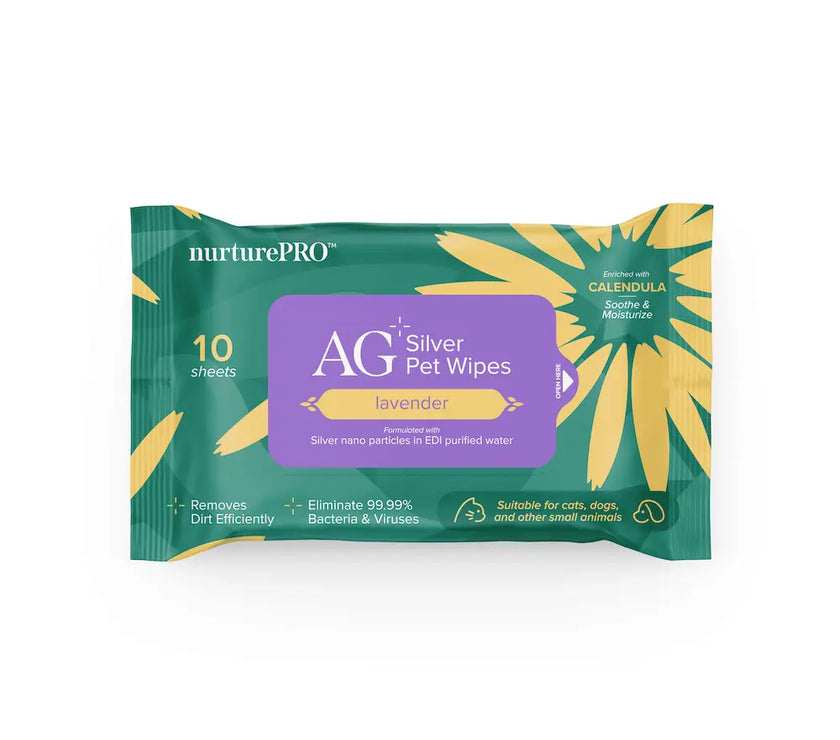 NurturePro AG+ Silver Pet Wet Wipes 10 Sheets