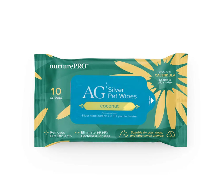 NurturePro AG+ Silver Pet Wet Wipes 10 Sheets