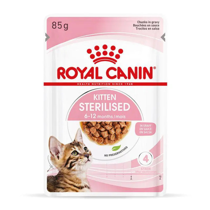 Royal Canin Feline Health Nutrition Kitten Sterilised Wet Food 12x85g