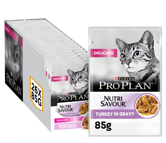 Pro Plan Delicate Wet Cat Food Grilled in Gravy, 26 X 85G