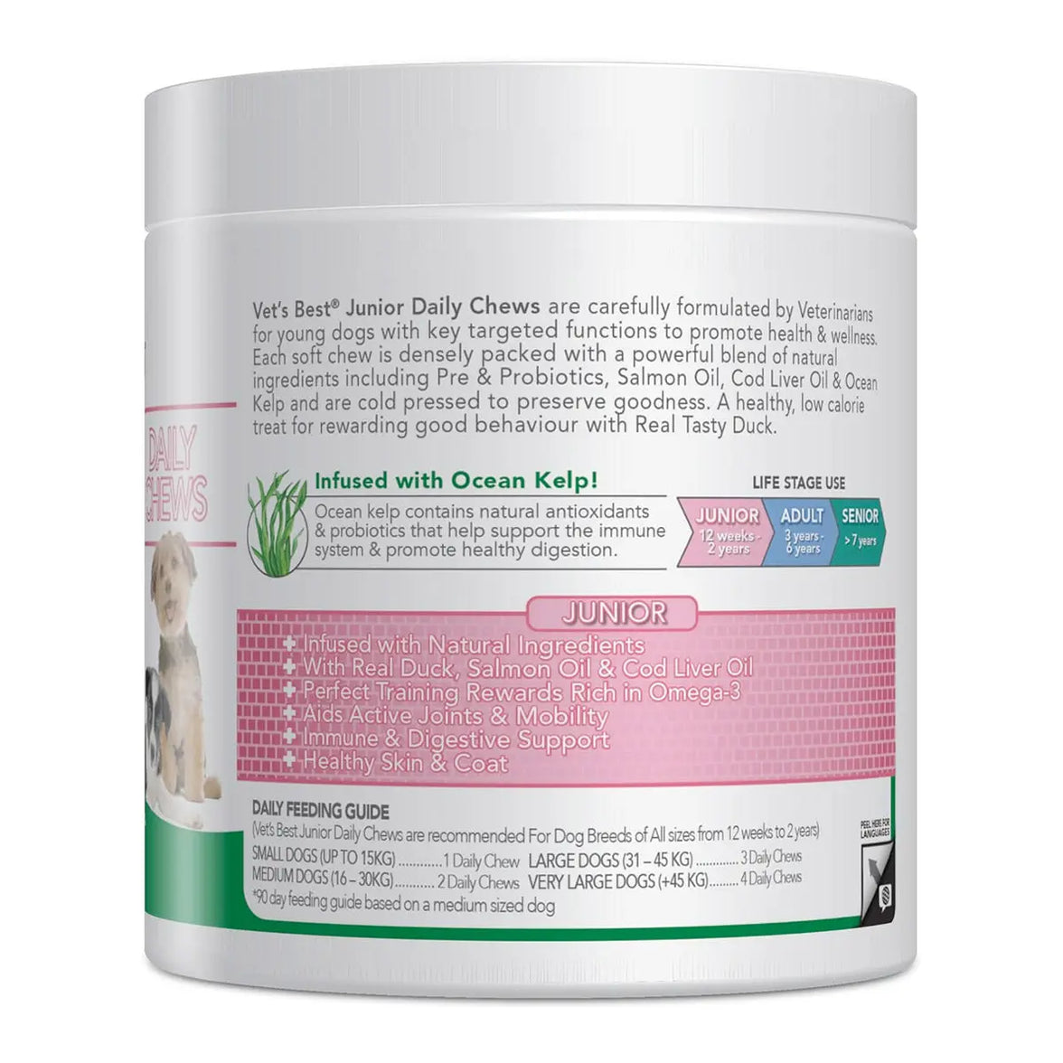 VET'S BEST DAILY CHEWS 180 SOFT CHEWS JUNIOR VET'S BEST