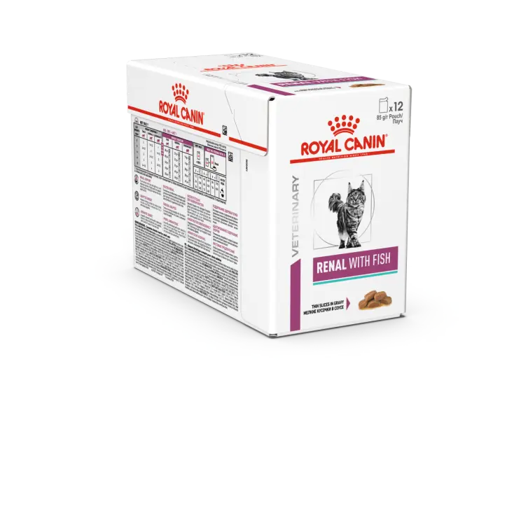 Royal Canin Vet Health Nutrition Feline Renal with Fish Wet Food Pouches 12x85g Royal Canin