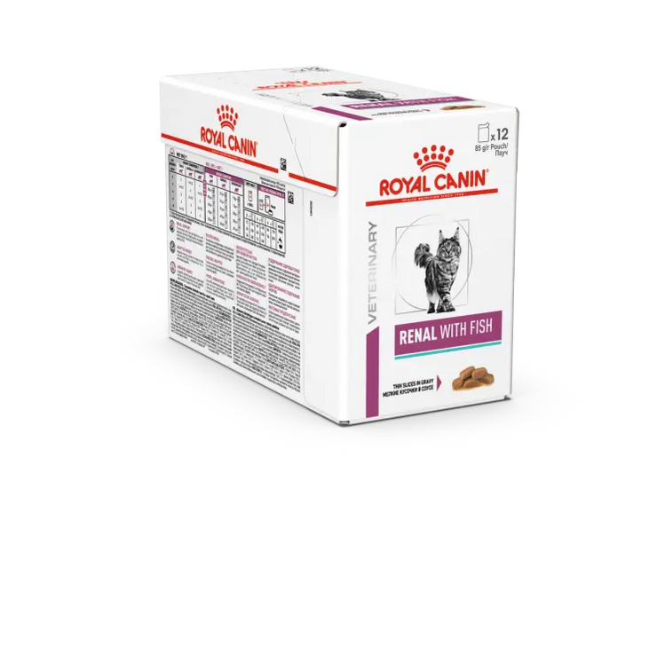 Royal Canin Vet Health Nutrition Feline Renal with Fish Wet Food Pouches 12x85g Royal Canin