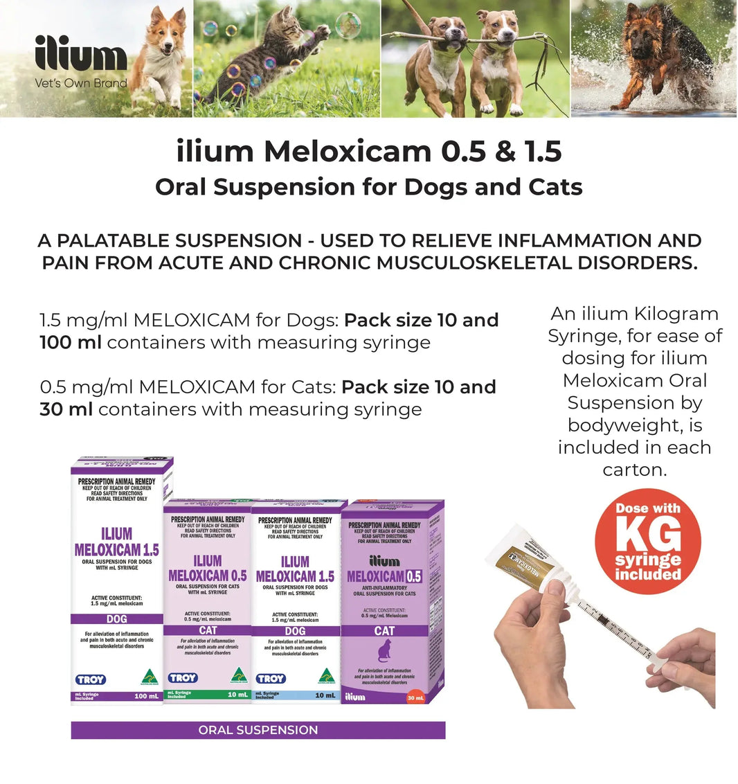 Ilium Meloxicam Suspension 0.5 for Cats 30ml Troy Laboratory