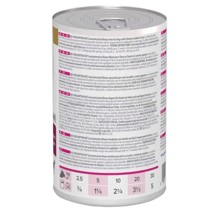 Hill's Presctirption Diet Gastrointestinal Biome Stew for Dogs with Chicken & Carrots 354g Hills