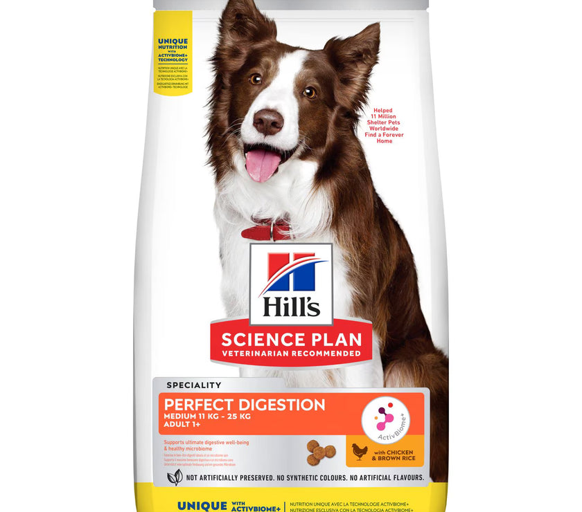 Hill's Science Plan Perfect Digstion Adult 1+ Medium Dog Food with Chicken & Brown Rice Hills