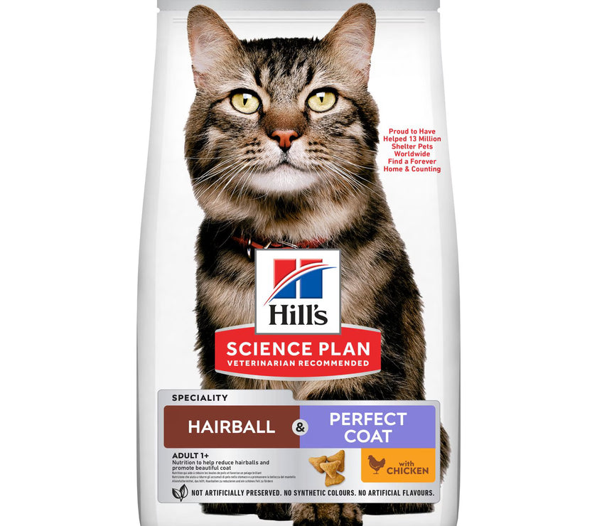 Hill's Science Plan Hairball & Perfect Coat Adult Cat Food with Chicken Hills